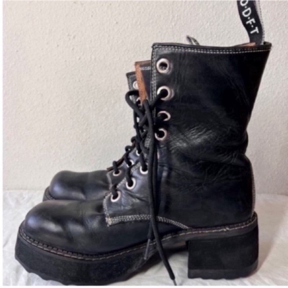 John Fluevog Men’s Black Leather Lace-Up Chunky Boots